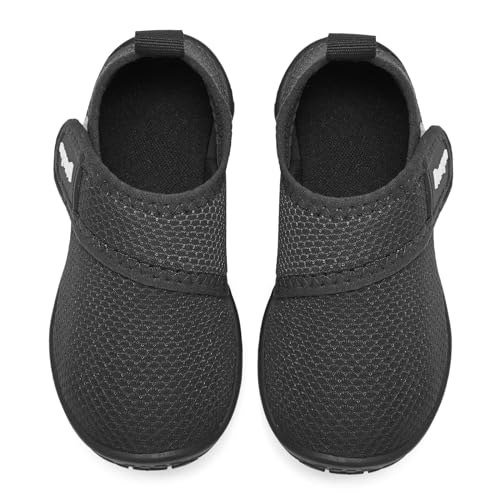 Racqua Toddler Water Shoes - Baby & Kids Swim Slip-On Shoes, Black, Size 6
