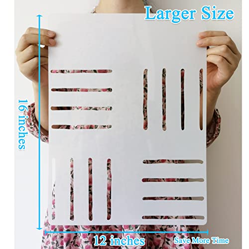 12 x 16 Inch Simple Lines Stencils for Wall and Tile, Super Large Modern Wall Stencil, Resuable Geometric Stencil for Painting on Wall, Tile, Floor, Wood, Patio and Concrete