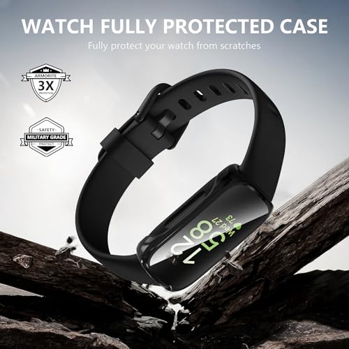Suoman Black 4 Pack Fitbit Inspire 3 Screen Protector Cases - Full Cover TPU