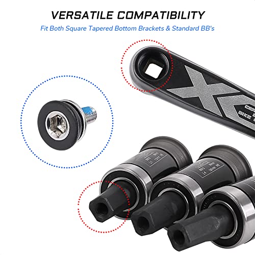 M8 Bike Crank Arm Fixing Bolts with Dust Caps - 2 Piece Steel Set