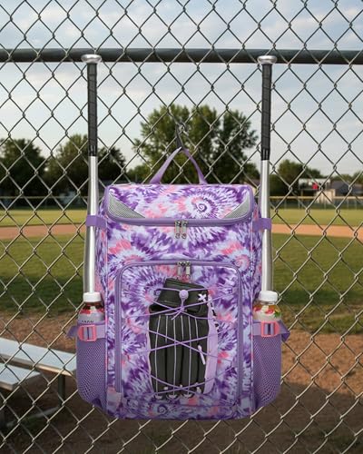 Light Purple Baseball & Softball Gear Bag for Kids Ages 8-12 – Spacious, Durable, Comfortable Carrying