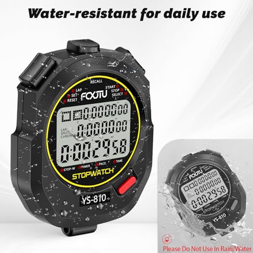 Digital Stopwatch Timer with 10 Lap Memory - Black