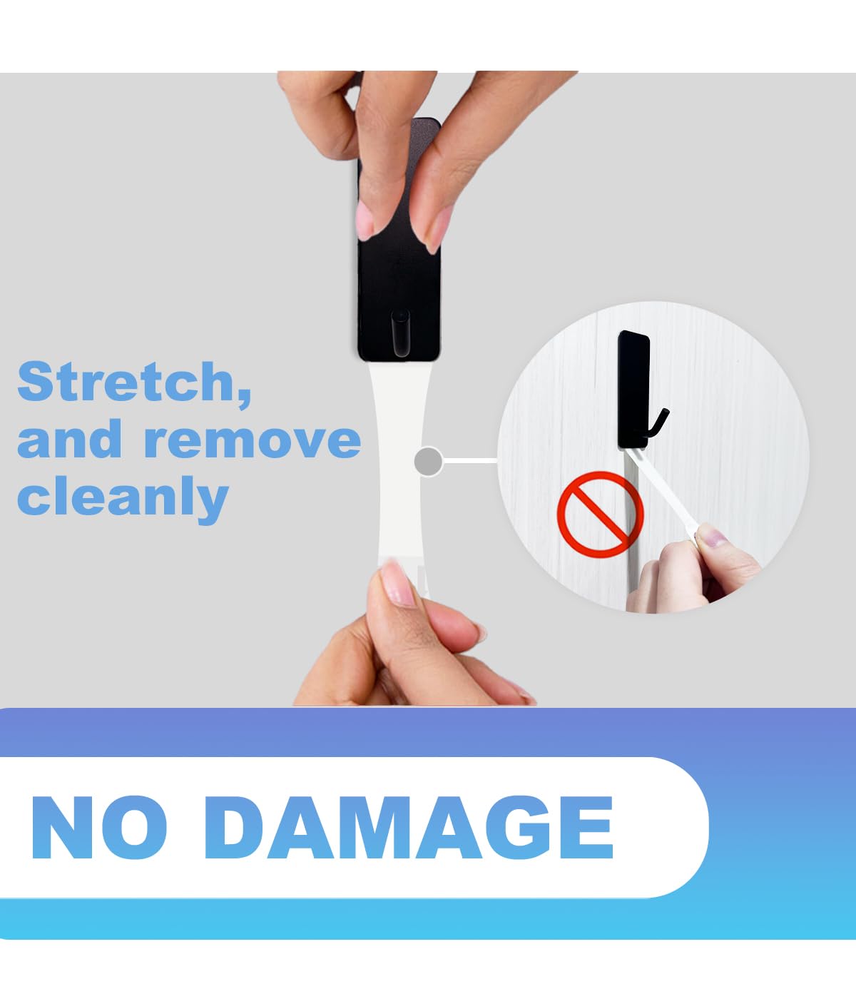 5 Pcs Towel Hooks with Removable Strips for Hanging，Adhesive Wall Hooks Heavy Duty，Outdoor Hooks No Damage，Sticky Hooks for Bathrooms，Shower，Stockings，Decor，Robe，Medium，Black 304 Stainless Steel