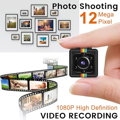 No WiFi Security Camera, Spy Camera with 32GB Memory Card,1080P FHD Small Camera, Portable Miniguard Cam with Night Vision, Motion Detection, Loop Storage, 360¡Æ Rotating Bracket