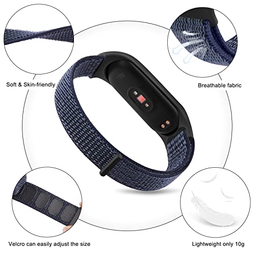 Soft Nylon Sport Strap for Amazfit Band 5 - 2 Pack, Black & Dark Blue