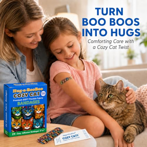 Cozy Cats Flexible Fabric Bandages - 24 Count Box