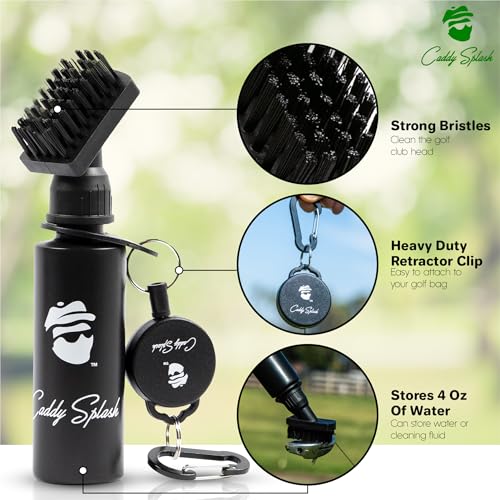 Golf Club Brush Cleaner with Water - Black, Nylon Bristles, 4 oz