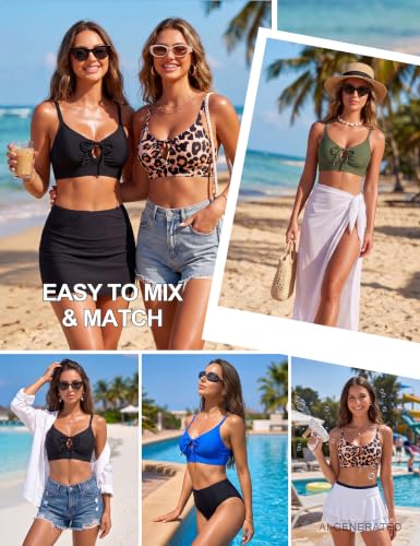 BMJL Women's Large Black Tie Front Cutout Bikini Top - Sexy Swimwear