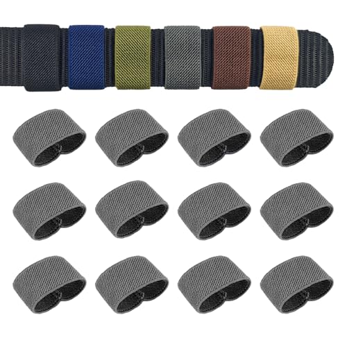 High-Elasticity Nylon Belt Keepers - 12 Pcs Grey Webbing Organizers