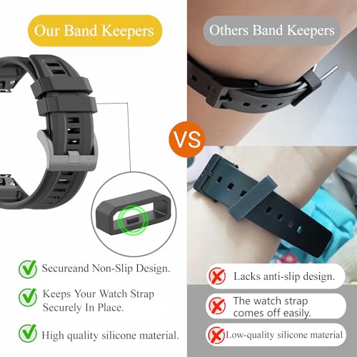 22mm Silicone Watch Band Keeper Loops - 8 Pack Replacement Rings