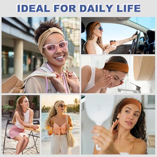 6 Pack Stretchy Wide Headbands for Women - Soft & Adjustable