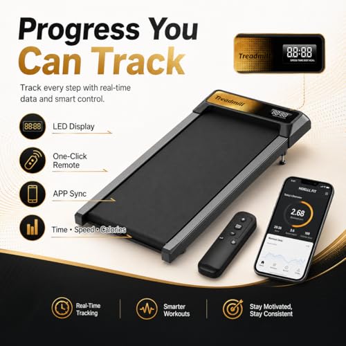 Walking Treadmill Pad with Adjustable Incline & APP Sync - Gold