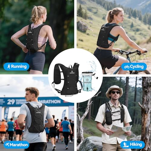 CROSSGEAR Black Hydration Running Vest with 1.5L BPA-Free Water Bladder