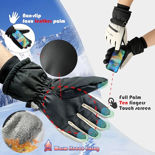 Waterproof Insulated Ski Gloves with Pocket - Men's Black 11.5x4.7in