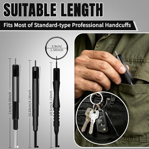 JOTOVO Stainless Steel Handcuff Keys Set of 3, Portable Lock Pick for Law Enforcement