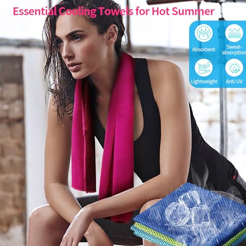 Cooling Towel 40"x12" - Instant Chill Neck/Face Wrap - Navy Blue, Blue, Light Grey, Dark Grey
