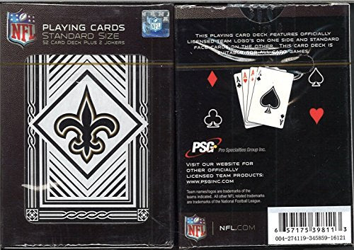 NFL Playing Cards - New Orleans Saints - 2.5" x 3.5" - Black