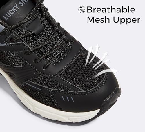 LUCKY STEP Women's Mesh Casual Fashion Sneakers Lace Up - Black (7)