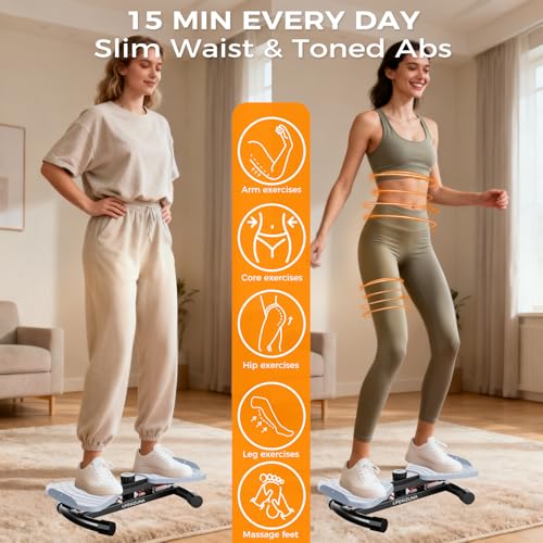 Ab Twister Board - 350 lbs Capacity, Ultra-Quiet Home Gym - Black