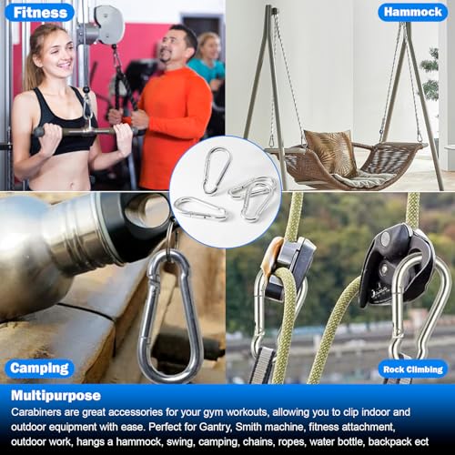 Heavy-Duty Stainless Steel Spring Snap Hook Carabiner - 6-Pack