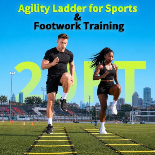 20ft Adjustable Agility Ladder with Carry Bag for Footwork Training