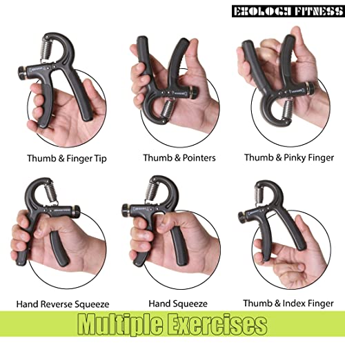 Adjustable Grip Strengthener - 5-60 kg Hand Exerciser - Black