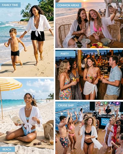 Lightweight Sheer Chiffon Sarong Beach Cover-Up - One Size G White & Black