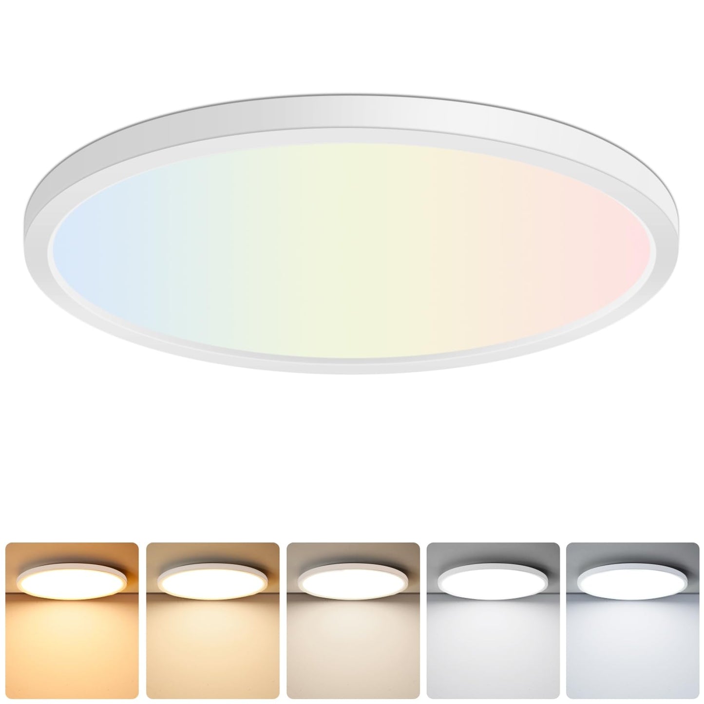 Brightever LED Flush Mount Ceiling Light, 12 Inch 24W Ultra Slim 0.67 Inch Kitchen Lighting Fixture, 3200LM 240W Equivalent, 2700K-6500K Color Selectable, Dimmable Light Fixture Ceiling Mount, 1 Pack