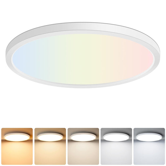 Brightever LED Flush Mount Ceiling Light, 12 Inch 24W Ultra Slim 0.67 Inch Kitchen Lighting Fixture, 3200LM 240W Equivalent, 2700K-6500K Color Selectable, Dimmable Light Fixture Ceiling Mount, 1 Pack