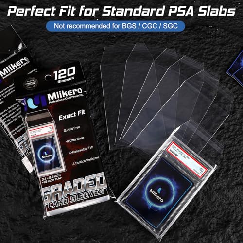 120 Pack Graded Card Sleeves - Acid-Free Resealable Slab Protectors