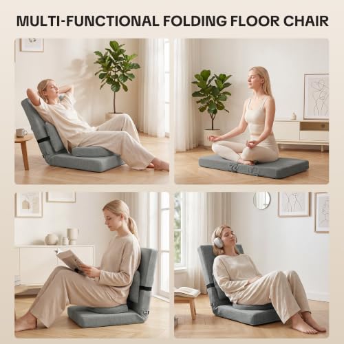 Adjustable Meditation Chair with Lumbar Support & Cushion - Foldable