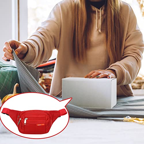 Reginary 3 Pack Fanny Pack Belt Bags for Travel Waterproof Waist Pouch (Black, Red, Gray)
