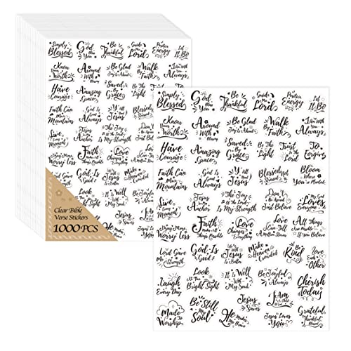1000 PCS Clear Bible Verse Stickers - Black Text Version