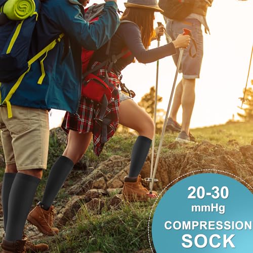 Cerpite 8 Pairs Compression Socks 20-30 mmHg for Men & Women - Large-XLarge Assorted (2-blackskin)