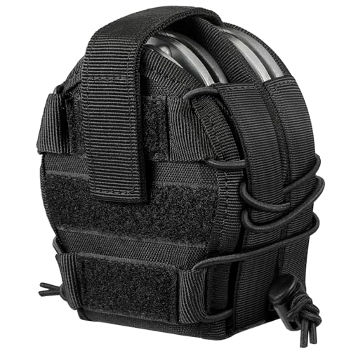 LarKoo Black Double Handcuff Holster Pouch for Duty Belt & Molle Tactical Vest
