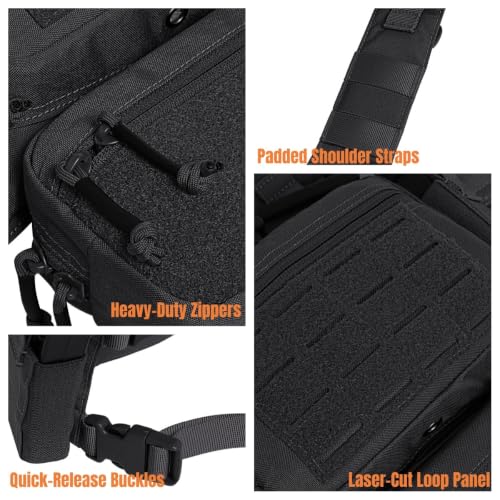 Tactical Chest Rig with Magazine Pouches & Dangler Pouch - Black