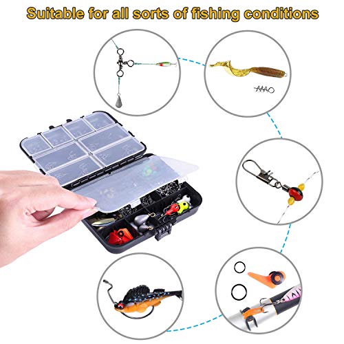 TOPFORT 187pcs Fishing Accessories Kit with Tackle Box - Organized Fishing Gear & Hooks
