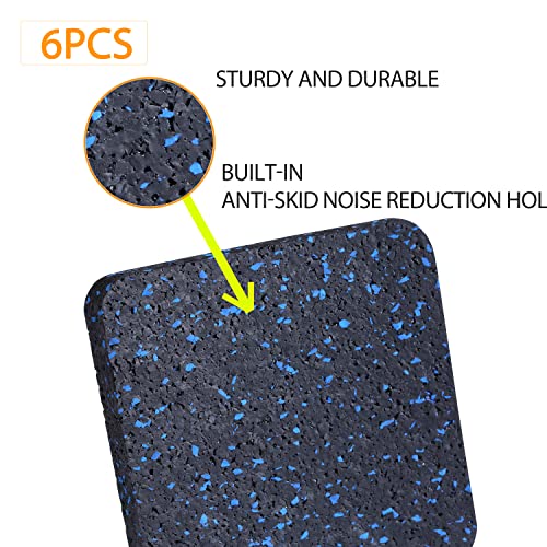 High-Density Rubber Treadmill Mat Pads - 3.94" x 3.94" x 0.5" - 6-Pack