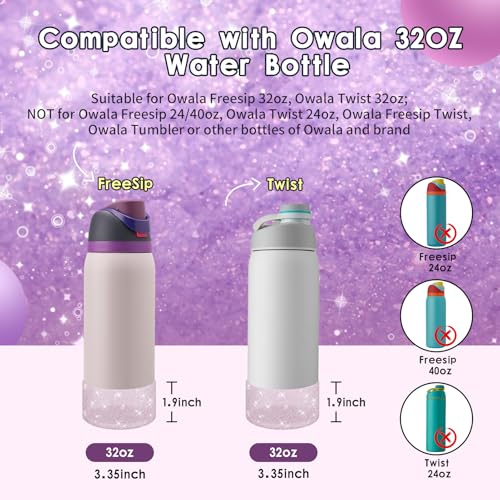 Glitter Silicone Boot for Owala 32oz Water Bottles - Translucence Mauve