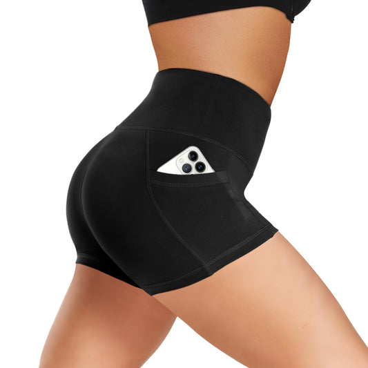 GAYHAY Booty Shorts for Women with Pockets - 8"/5"/3" High Waisted Black Spandex Volleyball Biker Short for Workout Yoga