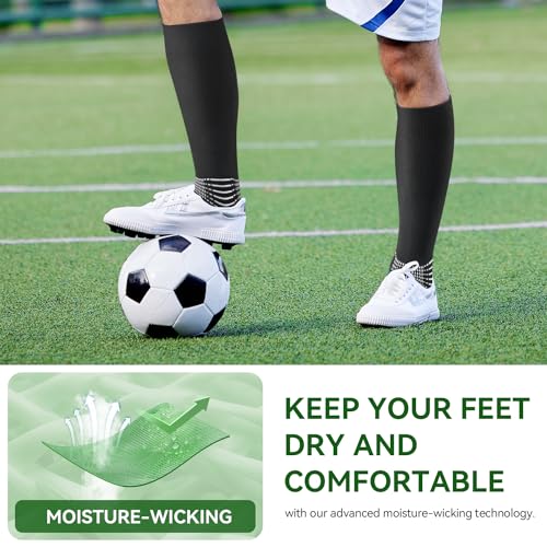 Compression Soccer Socks - Ankle Support, Anti-Slip, 3 Pack - Large Black