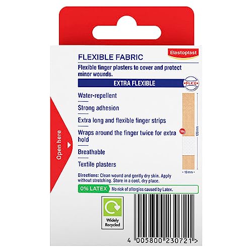 Extra Flexible Finger Strip Plasters - 16 Count, Waterproof Fabric