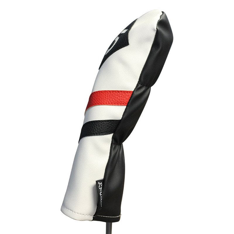 Majek Retro Golf Headcover White Red and Black Vintage Leather Style #5 Fairway Wood Classic Look Head Cover
