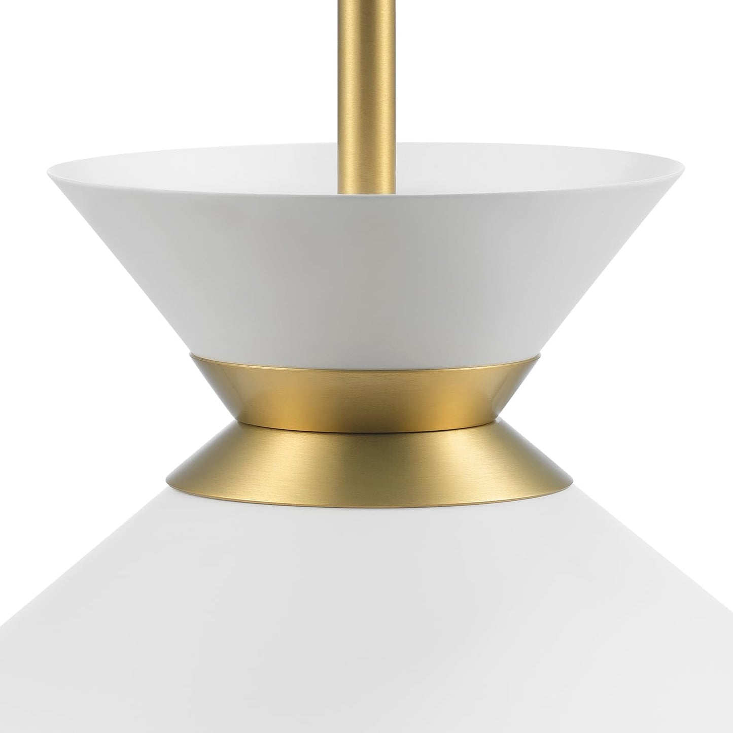 GLOBE Electric 67000197 1-Light Pendant Lighting, Matte Brass, White Tapered Shade, Ring Detail, Adjustable Hanging Height, Home Improvement, Kitchen, Dimmable