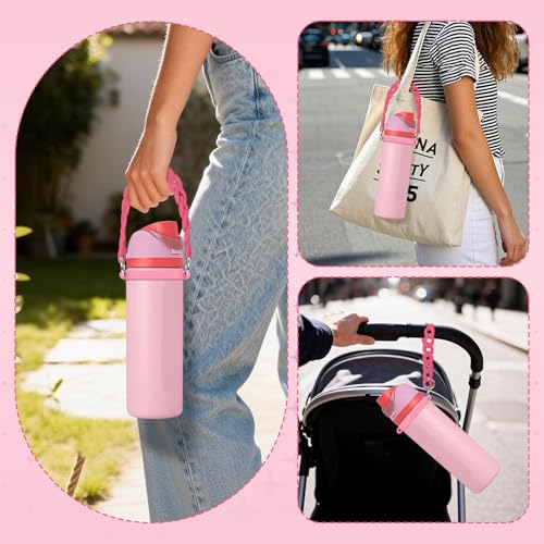 Adjustable Water Bottle Strap Carrier for 24oz-40oz Bottles - Rose
