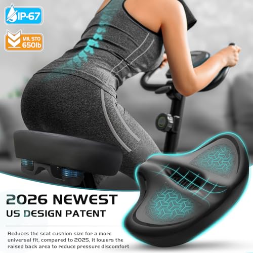 Twomaples Noseless Bike Seat Cushion - Extra Wide Comfort, Pitch Black