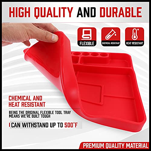 SEDY Premium Silicone Tool Tray, Automotive Non-Slip Flexible Silicone Tool Trays, Tool Organizer | 2 Piece Multi Purpose Mats with Magnetic Small parts Tray