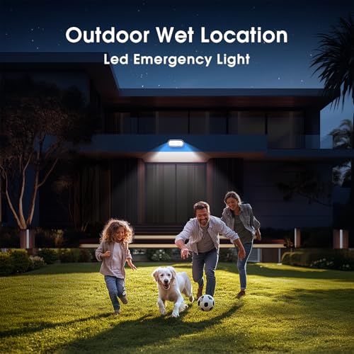 Wet Location Rated Outdoor Emergency Light,Waterproof Exterior Led Emergency Lights with Battery Backup,Adjustable Heads,Commercial Hardwired Emergency Lighting,UL Listed,120-347V(1 Pack)
