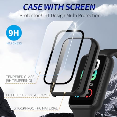 Kimiyaki 2 Pack Amazonite Band 7 Screen Protector Case Black + Black