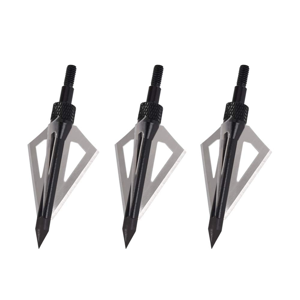 Broadheads 12PK 100 Grains Screw-in Arrow Archery 3 Blades Hunting Heads Arrow Tips Compatible with Crossbow and Compound Bow